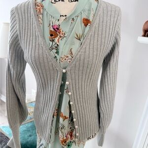 Wilfred Light Gray Ribbed Cardigan